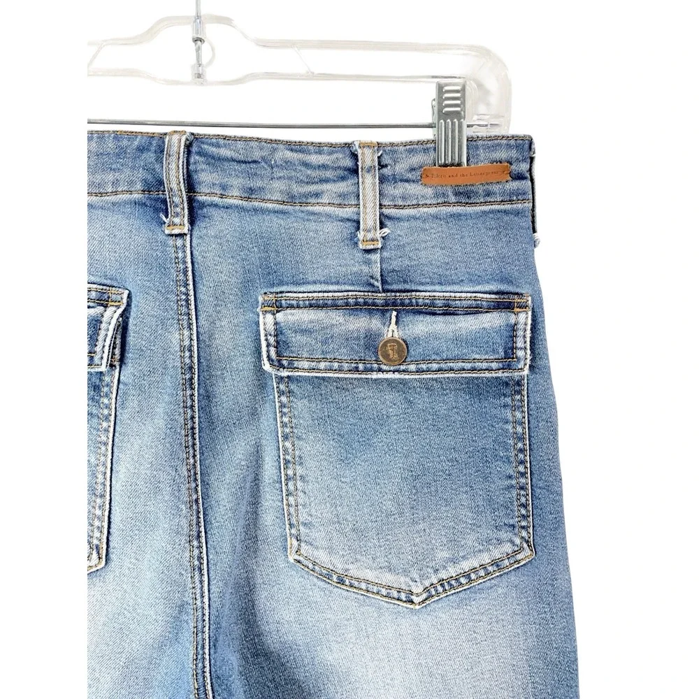 Anthropologie Pilcro High-Rise Crop Wide-Leg Jeans Size 29 blue boho utility